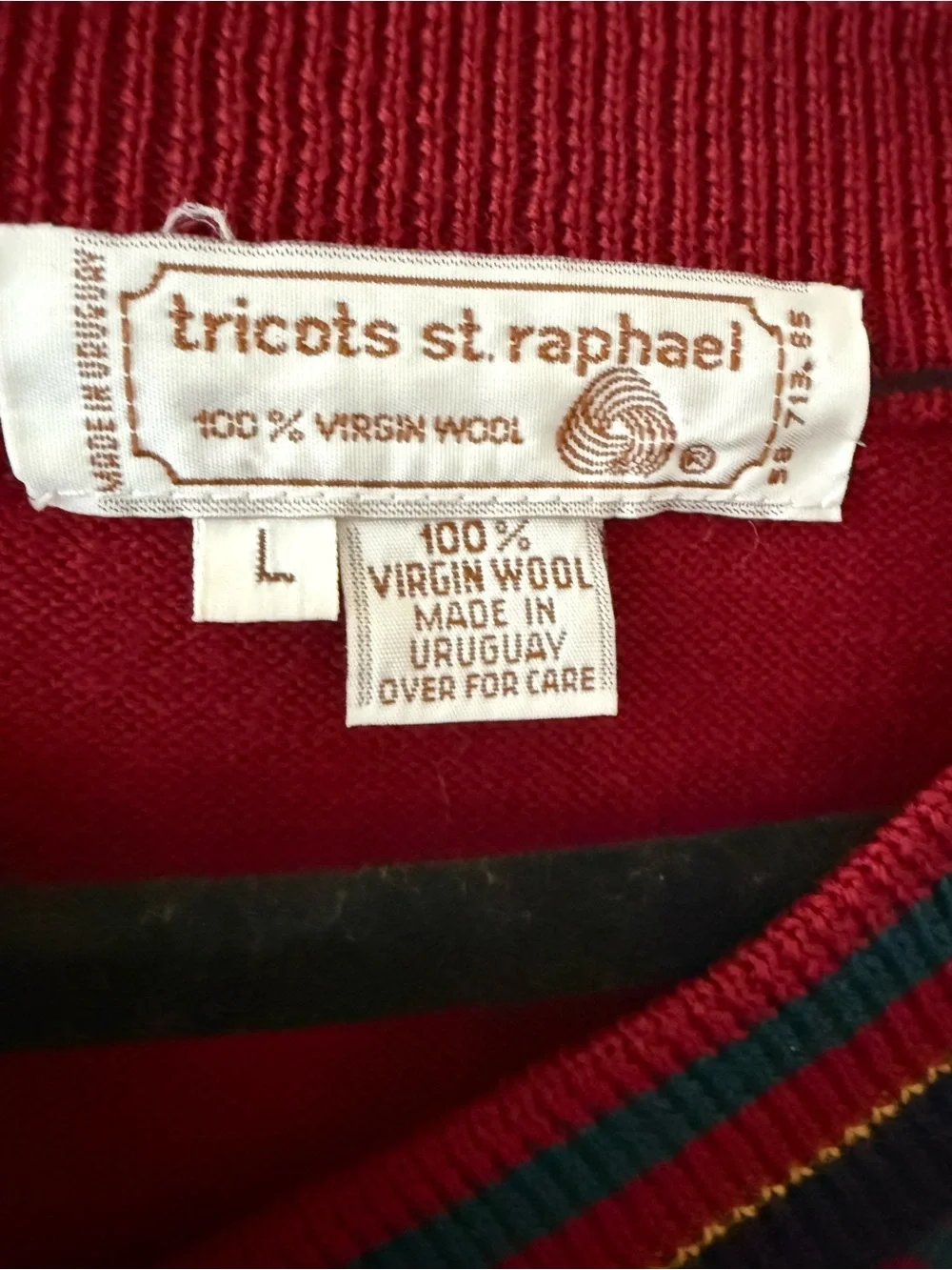Men's Argyle V-Neck Sweater Vest in Burgundy and Blue - Picture 2 of 2